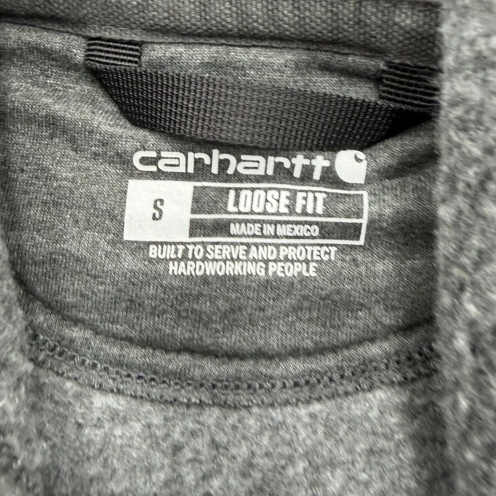 Carhartt Mens Loose Fit Hoodie Gray Neon Yellow Sleeve Logo TS0288-M Small